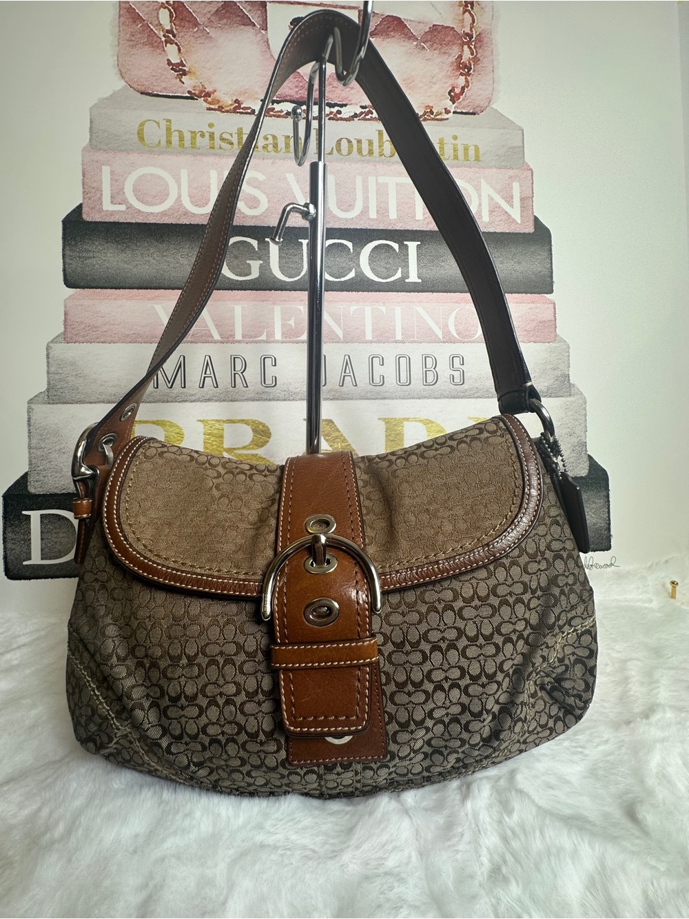 Coach SoHo Vintage Brown Signature Canvas and Leather Shoulder Bag